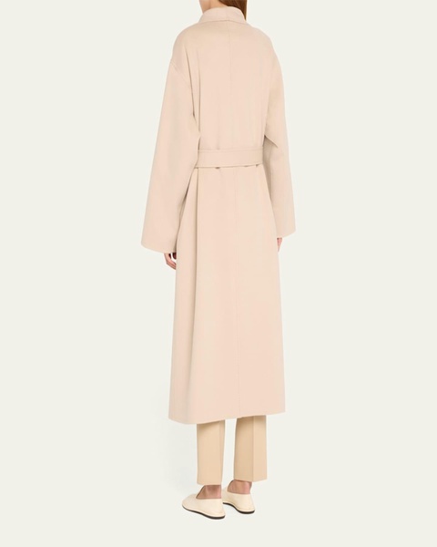 Shawl-Collar Cashmere Wrap Coat
