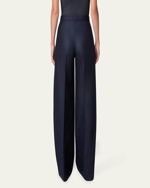 Floretta Prince of Wales Wide Leg Wool Trousers