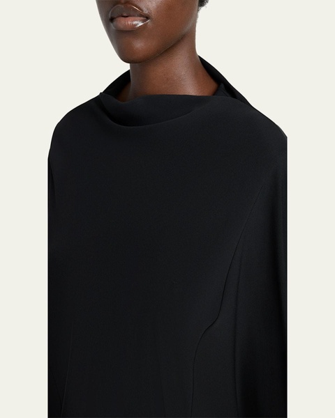 Triple Silk Georgette Long Sleeve Gown