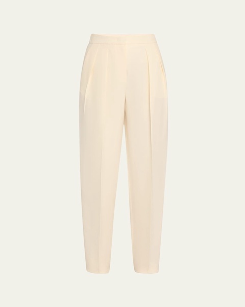 Pleated Cady Straight-Leg Tuxedo Trousers