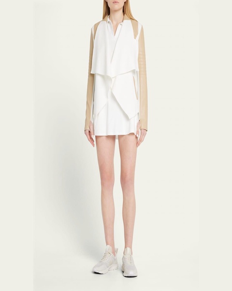 Drape-Front Quilted Faux-Leather Jacket