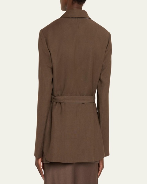 Belted Linen Twill Blazer