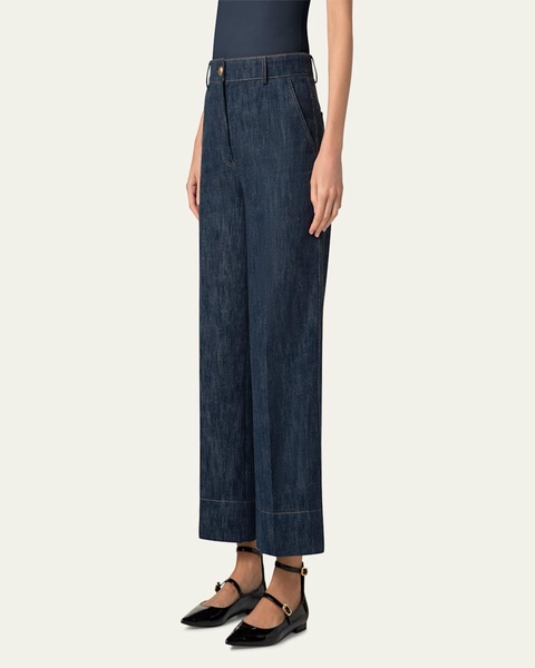 Chiara Wide Leg Cotton Wool Denim Pants