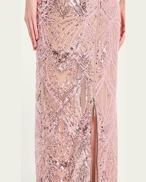 Giselle Strapless Bead & Sequin Column Gown