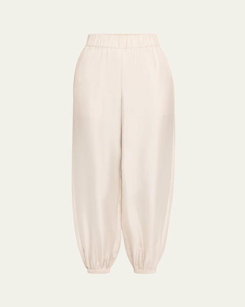 High-Rise Tapered Silk Twill Trousers