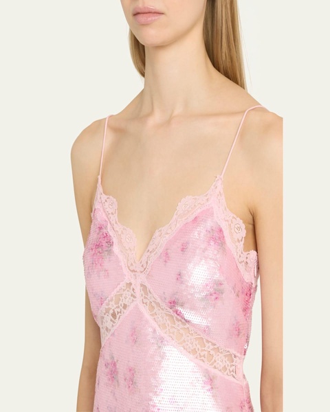 Finta Sequined Lace-Trim Mini Dress