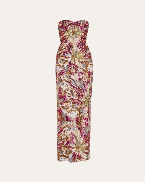 Dahlia Strapless Embroidered Sequin Gown