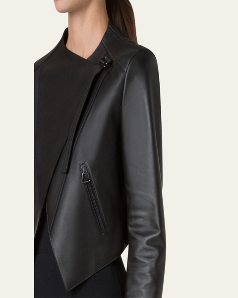 Nappa Leather Crop Moto Jacket