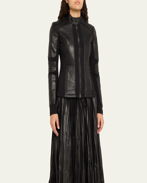 Zip-Front Faux Leather Moto Jacket