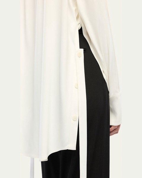 Bias Button-Side Collared Shirt