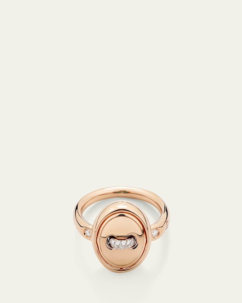 Pom Pom Dot 18K Rose Gold Diamond and Turquoise Flip Ring