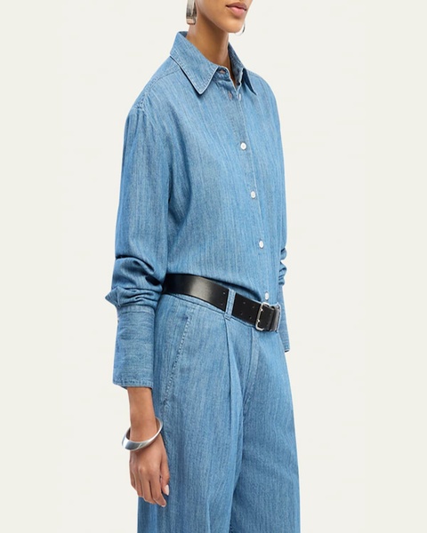Chambray Oversized Button-Down Shirt