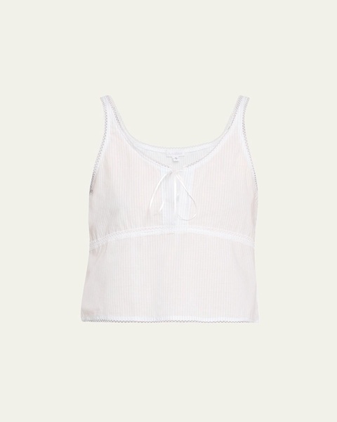 Lulu Striped Lace-Trim Crop Tank
