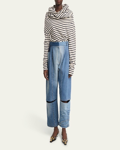 Cutout Upcycled Denim Jeans