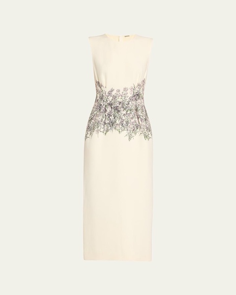 Ophelia Long Printed Wool Dress
