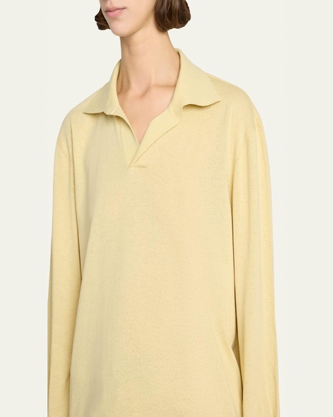Jovani Polo Long-Sleeve Silk Top