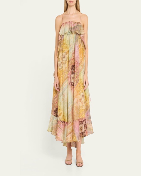 Tallow Printed Ruffle Maxi Dress