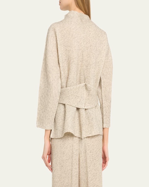 Warm Pleats Self-Tie Wool Tunic