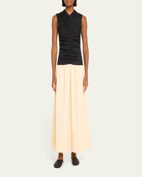 Isla Shirred Drop-Waist Midi Dress