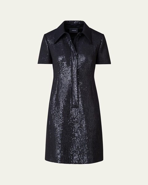 Sequined Chiffon Mini Dress