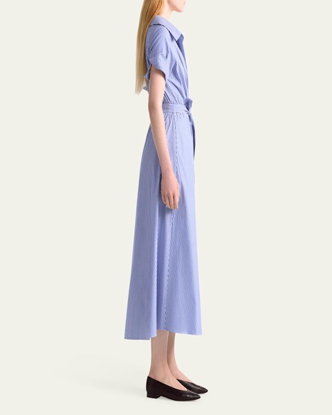 Lydia Stripe Poplin Midi Wrap Dress