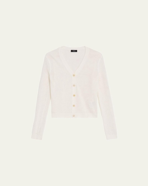 Mini Pointelle Stitch Crepe Cardigan
