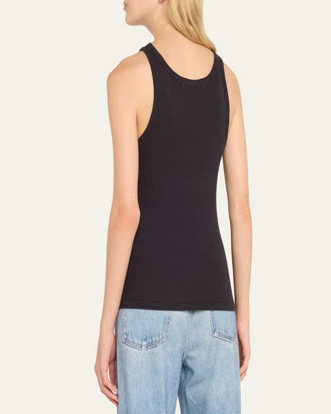 Long Ribbed Cotton Tank Top