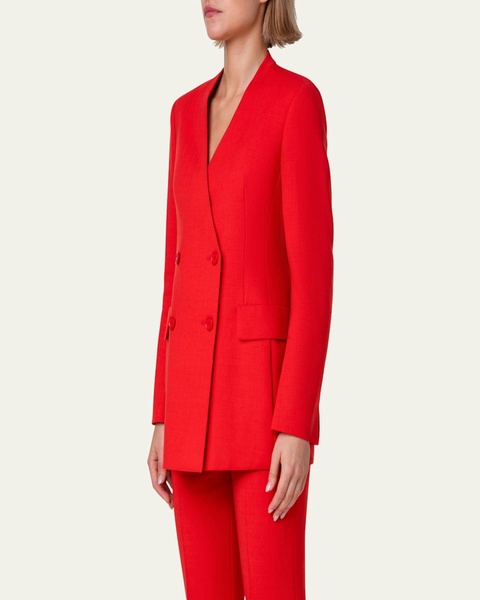 Trinity Collarless Wool Blazer Jacket