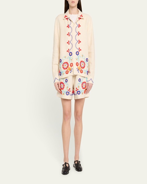 Beaded Garden Party Linen Shirt