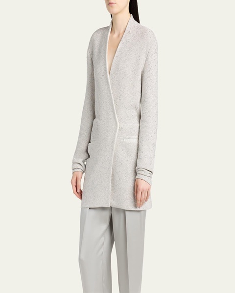 Metallic V-Neck Wool Jacket