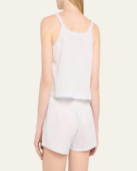 Lulu Striped Lace-Trim Crop Tank