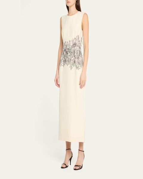 Ophelia Long Printed Wool Dress