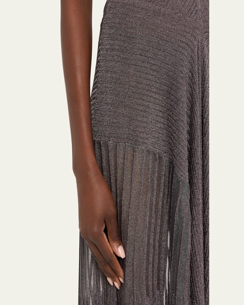 Keball Long Metallic V-Neck Dress