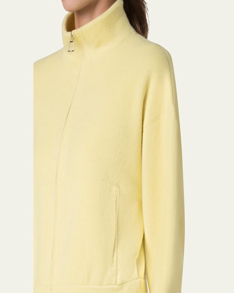 Cashmere Knit Short Zip Cardigan