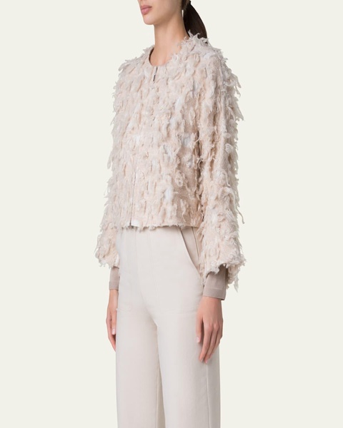 Alida Short 3D Jacquard Wool-Blend Jacket