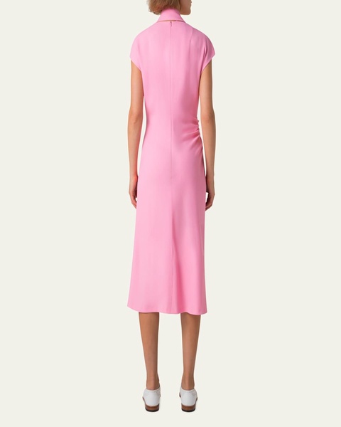 Crepe Mock-Neck Midi Dress