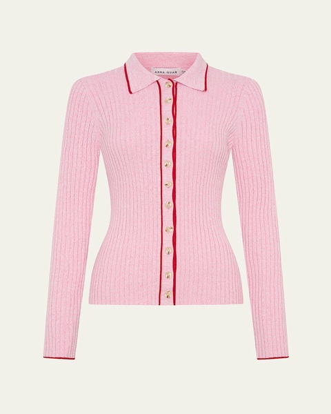 Ashlen Ribbed Button-Front Top
