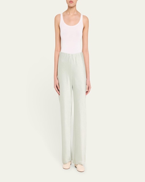 Fluid Bias-Cut Crushed Satin Pants