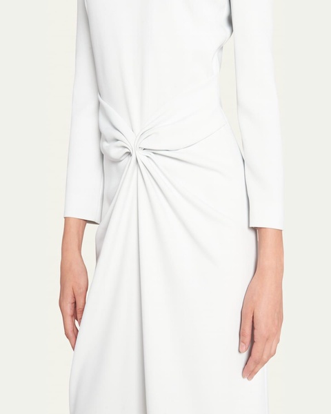 Ruched Long-Sleeve A-Line Dress