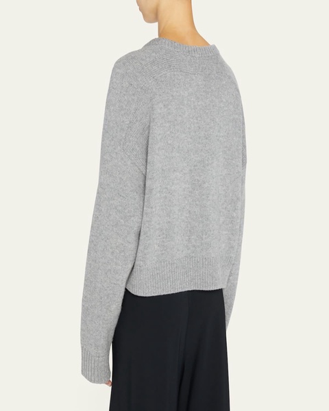 Bruzzi Wool-Cashmere Raglan-Sleeve Crop Sweater