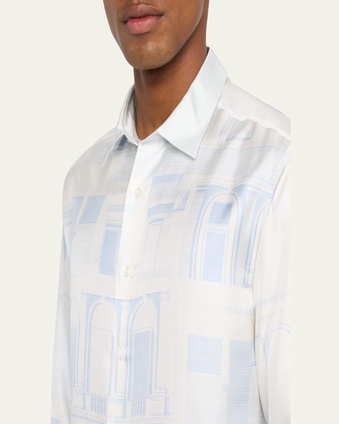 Men's Palace-Print Silk Dress Shirt