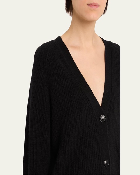 Leka V-Neck Ribbed Cashmere Cardigan