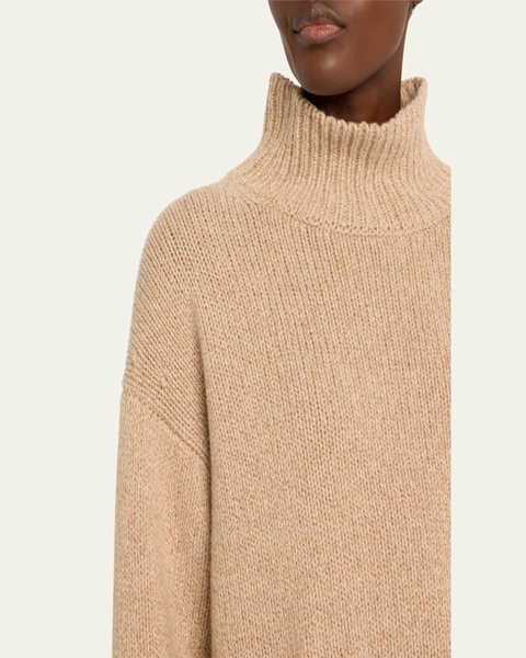 Oversized High-Low Turtleneck Cashmere Sweater