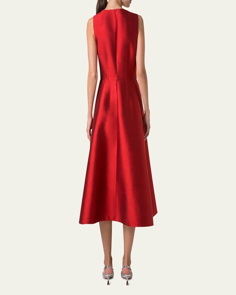 Dupion Sleeveless Midi Cocktail Dress