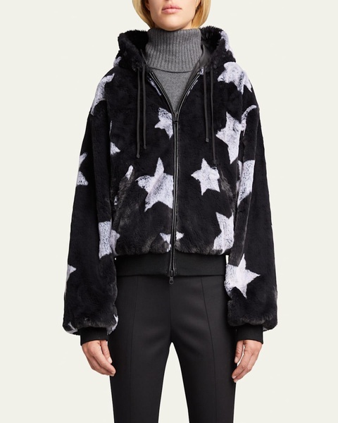 Faux-Fur Reversible Star Hoodie