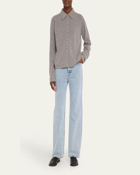 Cashmere Knit Button-Front Cardigan