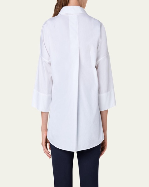 Kimono-Sleeve Split-Neck Blouse