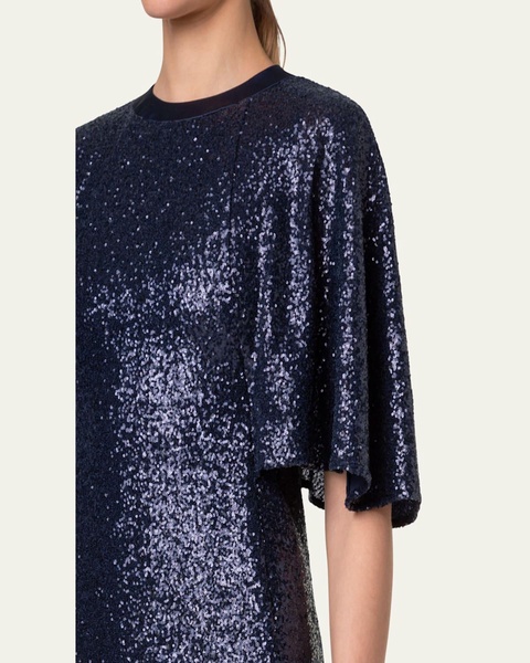 Sequin Jersey Cape Dress