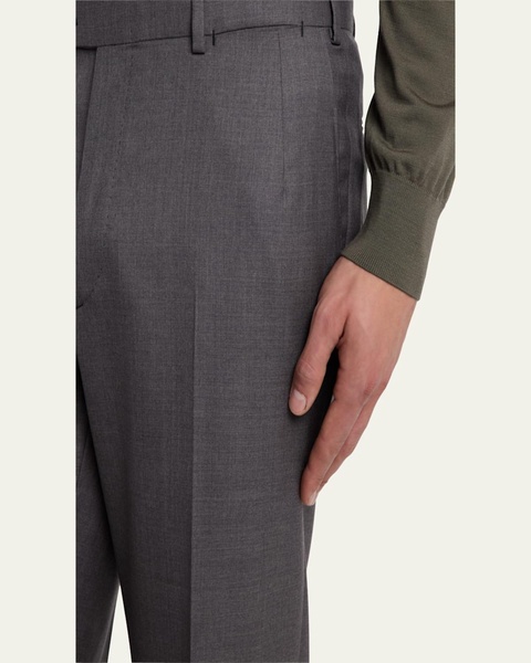 Men's Solid Twill Dress Trousers