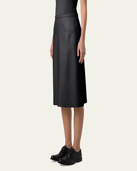 Midi Straight Leather Skirt